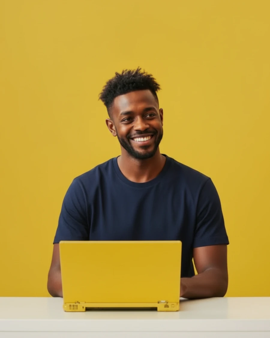 Man Posing with a Laptop